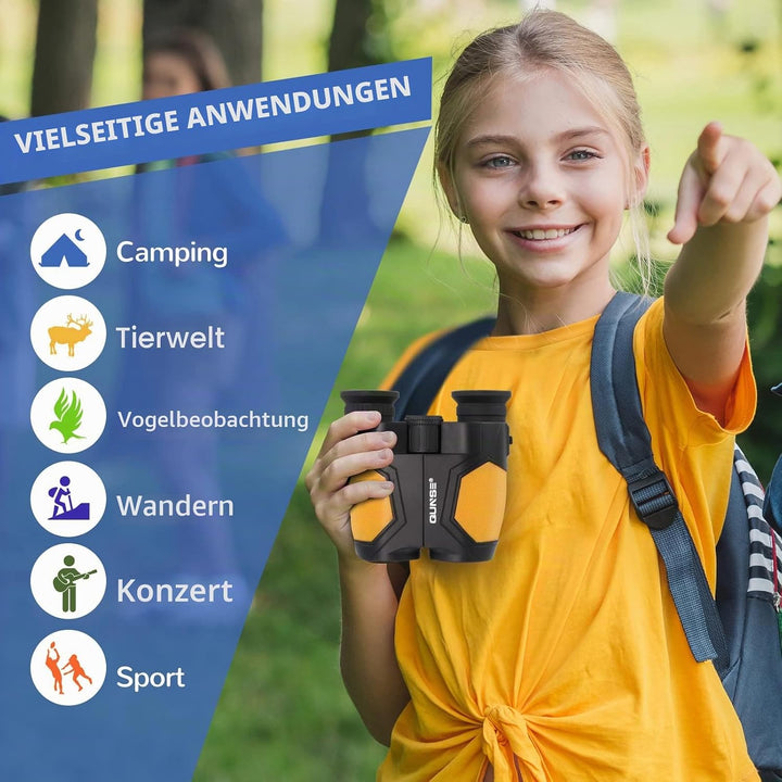 QUNSE 12x25 Kompakt Fernglas Kinder Erwachsene Ferngläser Klein mit Nachtsicht Schwachem Faltbares E