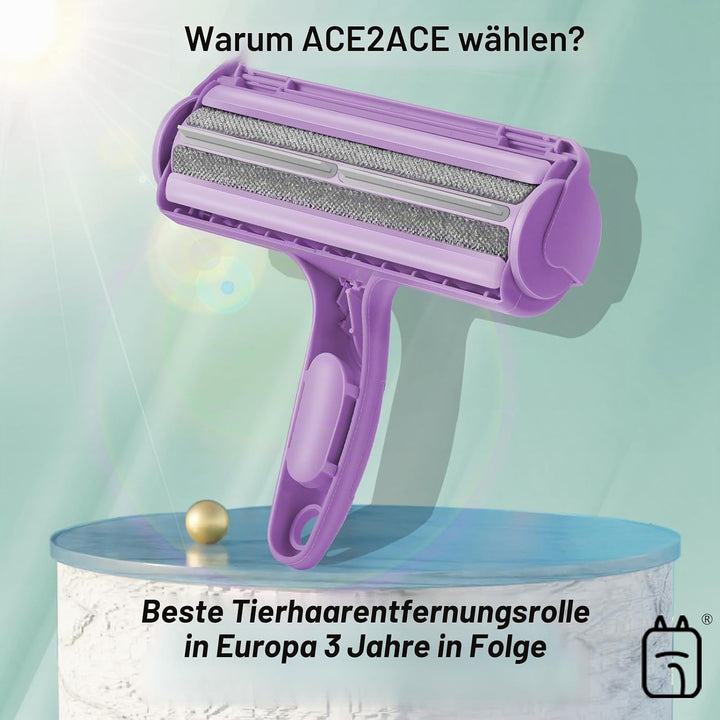 ACE2ACE Tierhaarentferner, Fusselrolle, Fusselbürste für Tierhaar, Wiederverwendbar Fusselroller für