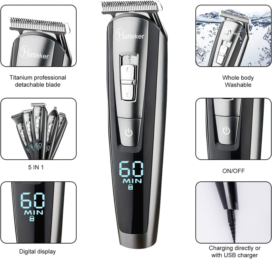 Hatteker Bartschneider Bart Trimmer Haarschneidemaschine Herren Haartrimmer Haarschneider Nasentrimm