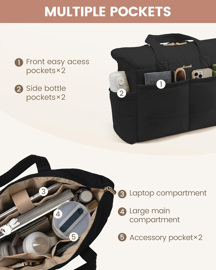 LOVEVOOK Handtasche Shopper Tasche Damen, 15,6 Zoll Puffer Laptoptasche Leicht Laptop Arbeitstasche