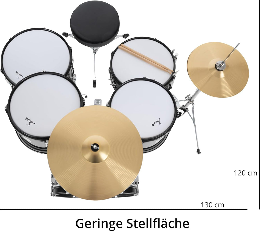 XDrum Junior Pro Kinder Schlagzeug Black - geeignet von 5-9 Jahren - Drumset mit komplettem Zubehör
