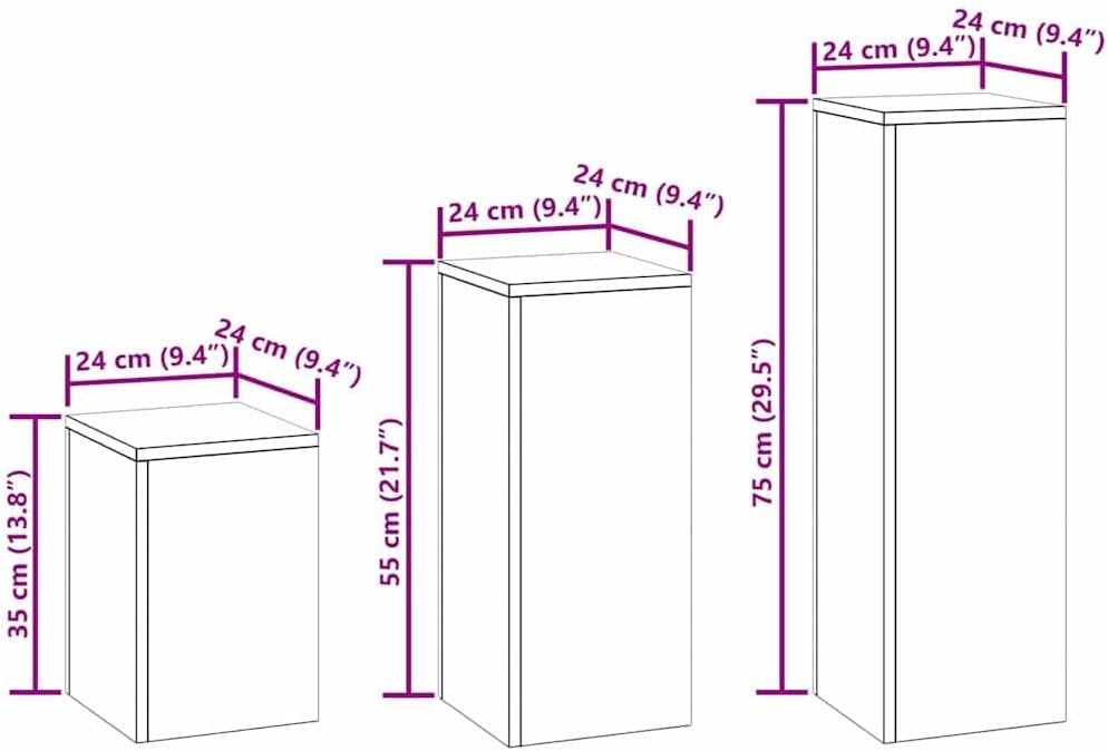 vidaXL Pflanzenständer 3 pcs Silber Verzinkter Stahl, Moderner Metallständer, robuster Pflanzenhalte