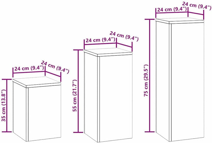 vidaXL Pflanzenständer 3 pcs Silber Verzinkter Stahl, Moderner Metallständer, robuster Pflanzenhalte