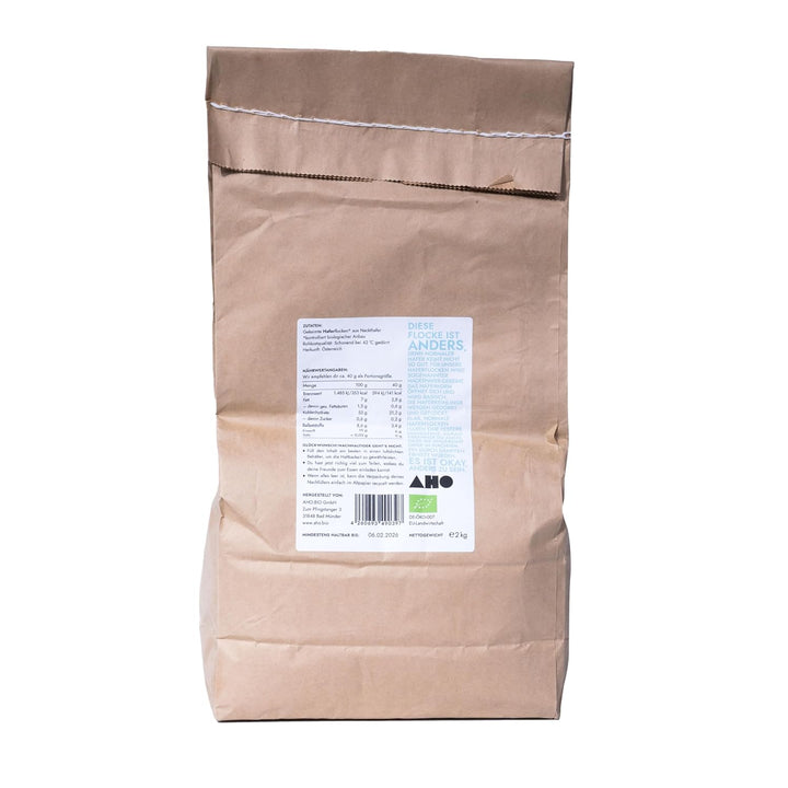 AHO Gekeimte Haferflocken 2kg Nachfüller, Bio aus Deutschland und Österreich, Plastikfrei verpackt,