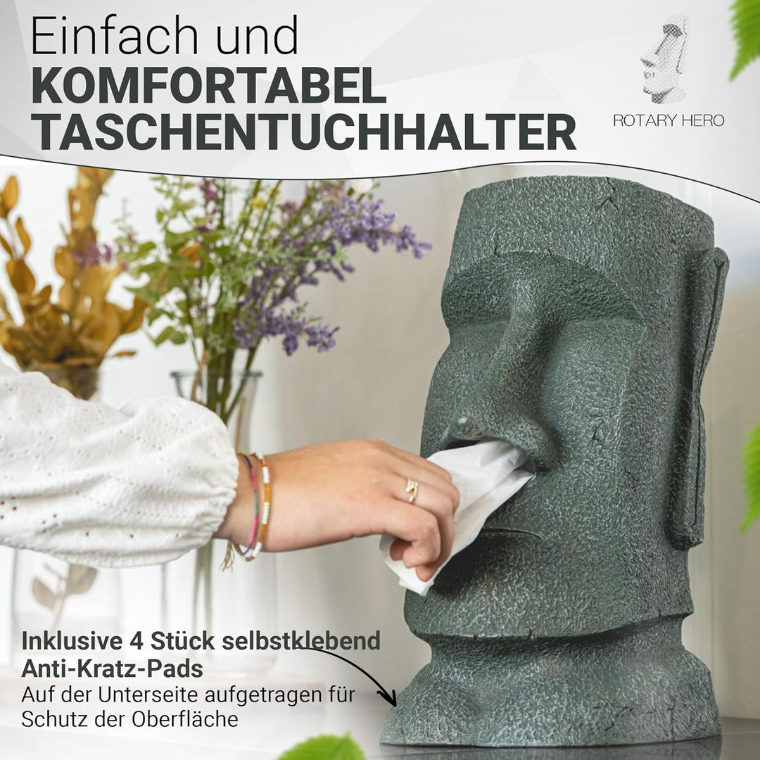 Rotary Hero Moai Taschentuchbox Taschentuchspender Kosmetiktücher box - Badezimmer Deko - 18x19x31.5
