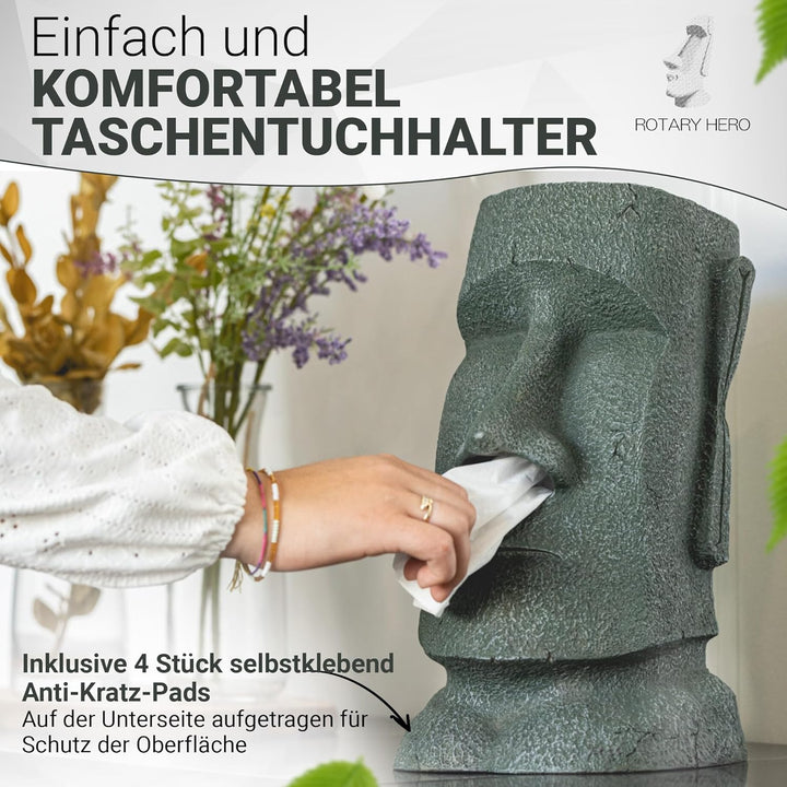 Rotary Hero Moai Taschentuchbox Taschentuchspender Kosmetiktücher box - Badezimmer Deko - 18x19x31.5