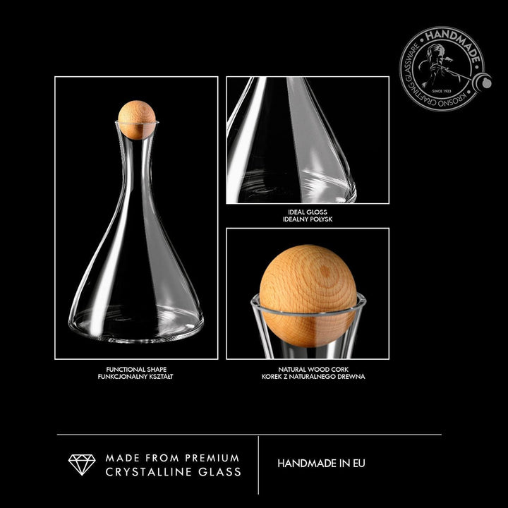 KROSNO Weinkaraffe, 1000 ml, Avant-Garde Kollektion | Glaskaraffe mit Deckel für Rotwein und Weisswe