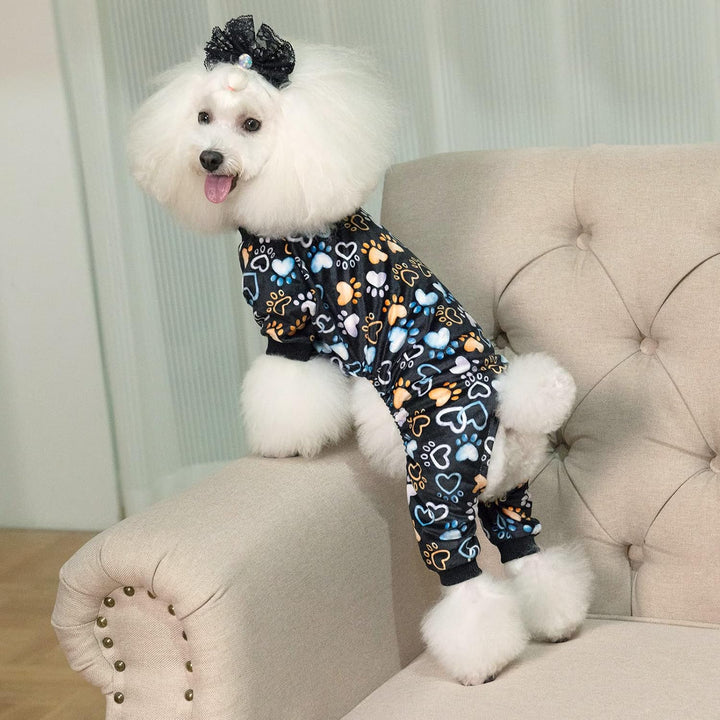 CuteBone Hund Pyjamas Kostüme Fleece Haustier Kleidung Welpen Onesie Winter Urlaub Cute Katze Jammie