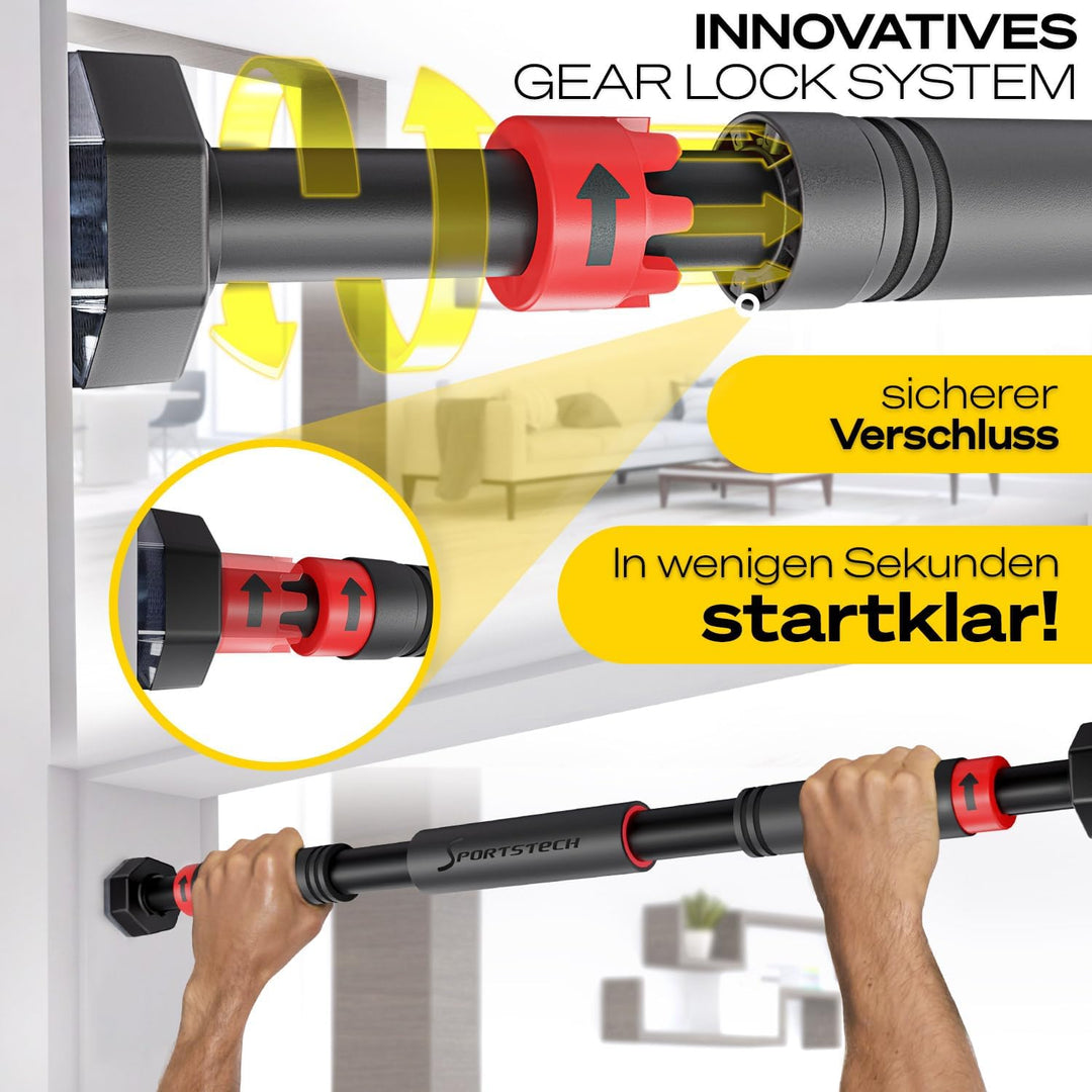Sportstech Klimmzugstange mit innovativer Gear-Lock Funktion | sicher & schnell ohne Schrauben im Tü