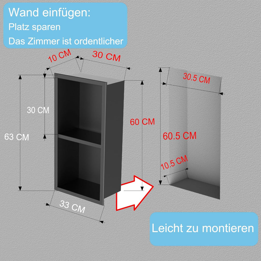 IKITRAEE Edelstahl Einbaunische Badezimmer Wandnische für Dusche，Integrierte Fliesenlose Duschablage