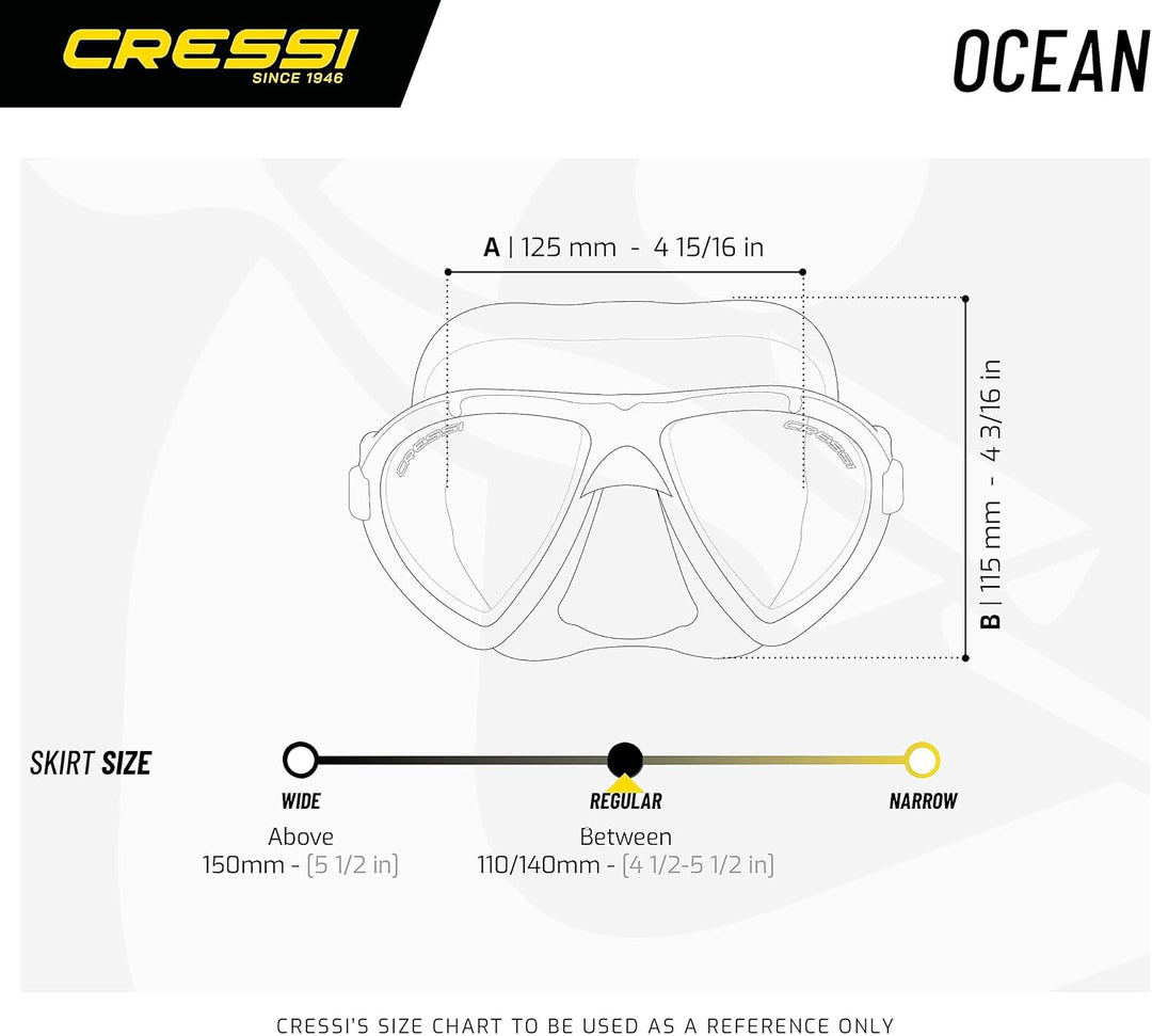 CRESSI Ocean - Einzelne Ocean Maske oder Schnorchelset Ocean Maske+Schnorchel Gamma zum Tauchen und