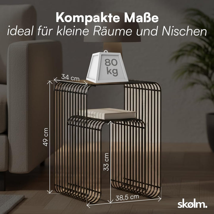 skølm Vali Beistelltisch Schwarz – Kleiner Couchtisch Metall – Sofatisch als Hocker & Regal nutzbar