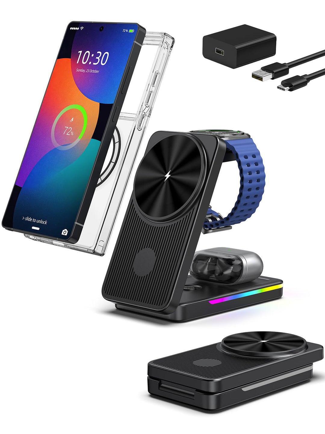 Magnetisch Ladestation für Samsung Galaxy S26 Ultra S25 Z Fold 7 Z Flip 7, Magsafe Ladegerät Faltbar