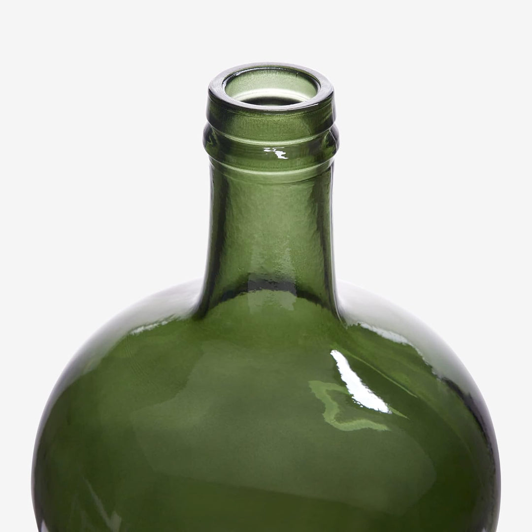 Handgefertigte Damajuana Glaskaraffe 4L Glatt olivgrün - Glasflasche oder Karaffe im mediterranen St