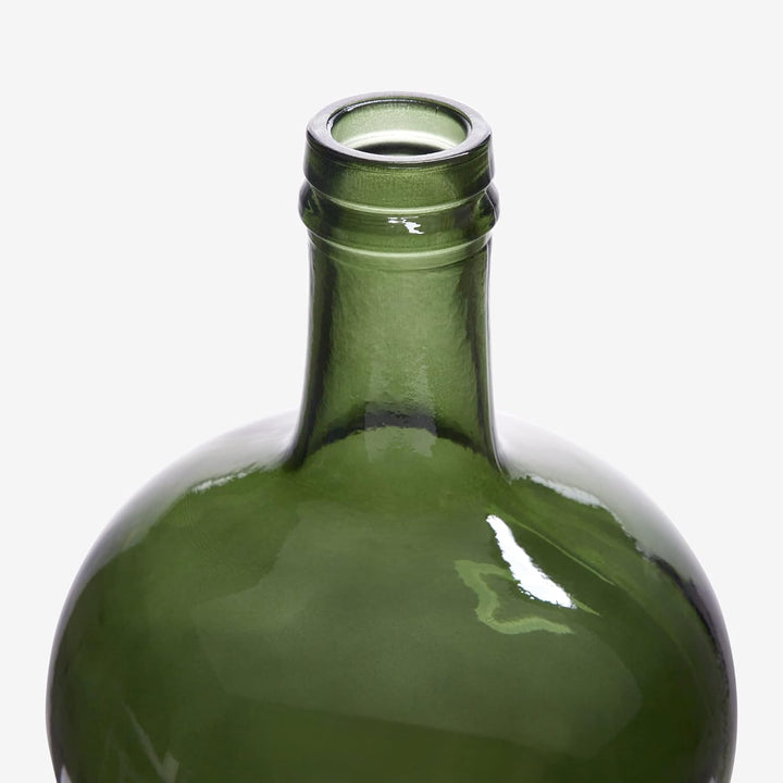 Handgefertigte Damajuana Glaskaraffe 4L Glatt olivgrün - Glasflasche oder Karaffe im mediterranen St