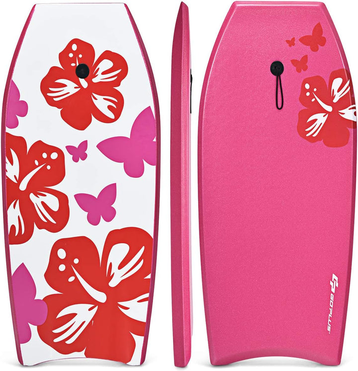 GOPLUS Bodyboard mit Fuss - Zugseil, Schwimmbrett Erfüllt mit EPS Schaumstoff, Surfboard bis zu 85 k