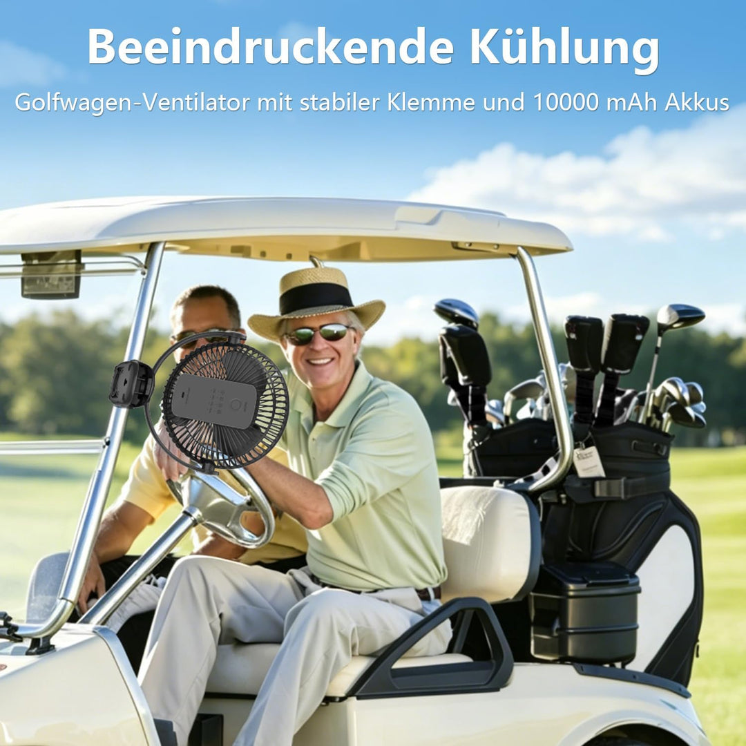 20cm Tragbarer Clip-On-Ventilator, 10000mAh Akku-Ventilator mit Clip für Kinderwagen, 720 Grad Drehu