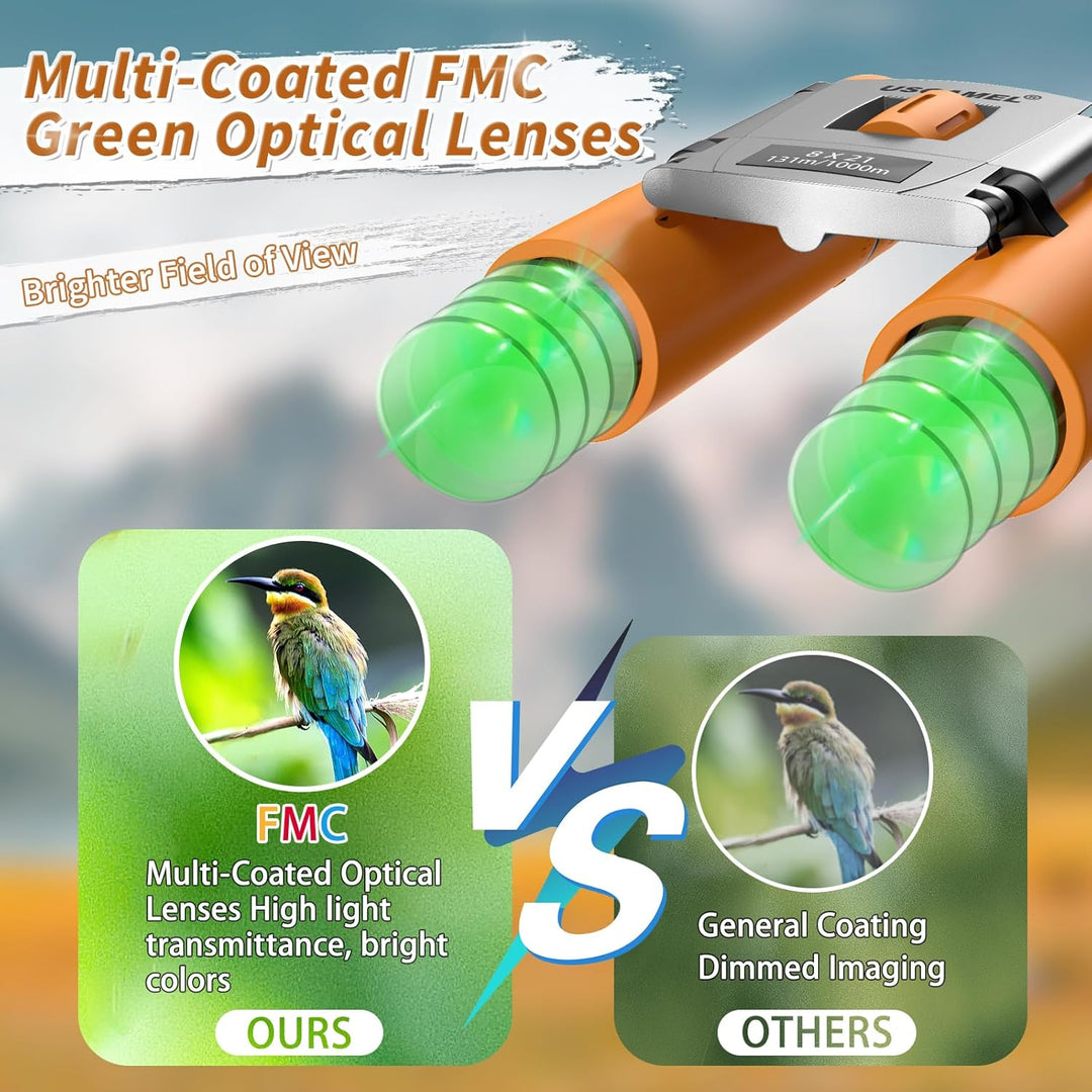 USCAMEL Fernglas für Kinder und Erwachsene, 8×21 Mini Fernglas, Wasserdichtes Kompaktfernglas für Vo
