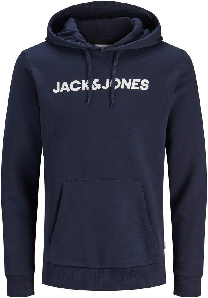 JACK & JONES Hoodie Herren Regular Fit JJEADRIAN Kapuzenpullover Pullover Sweater Print Schwarz Grau