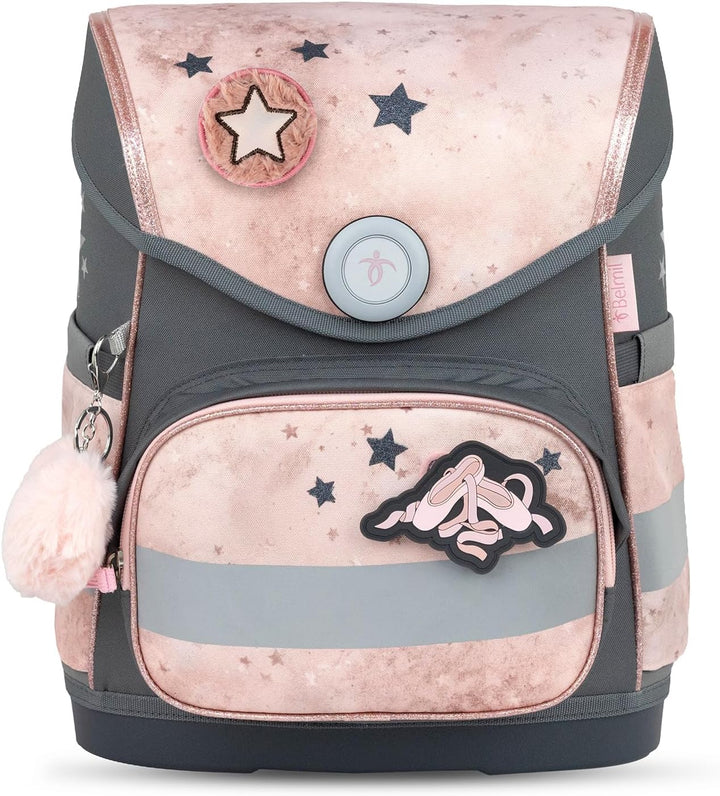 Belmil Compact mit Patches Schulranzen Set 5-teilig mit Brustgurt (405-41/AG/B/S) (Belle Pirouette),