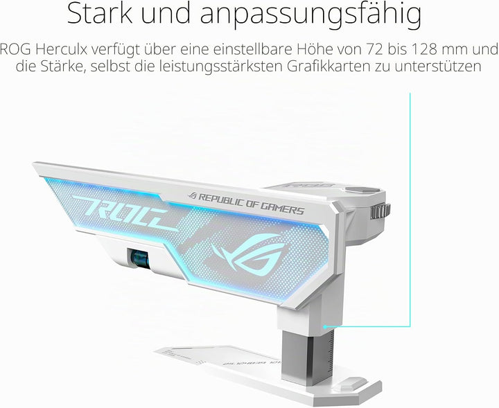 ASUS ROG Herculx Grafikkartenhalter White (Stützhöhe 72-128 mm, integriertes 3D-ARGB-Element, Aura S