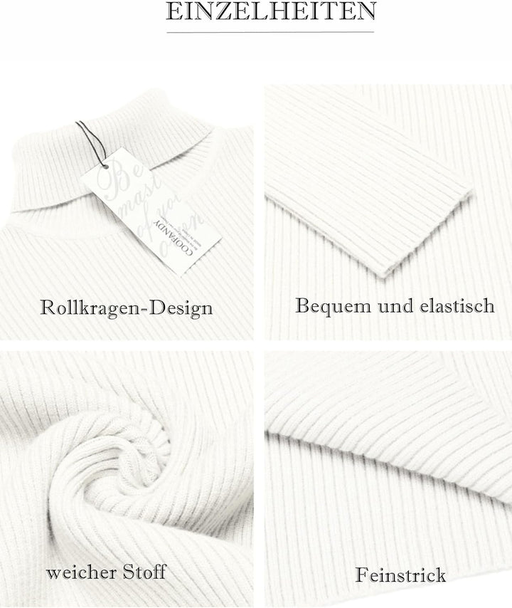 COOFANDY Herren Rollkragen Pullover Langarmshirt Feinstrick Sweater Rollkragen Freizeit Slim fit Bas
