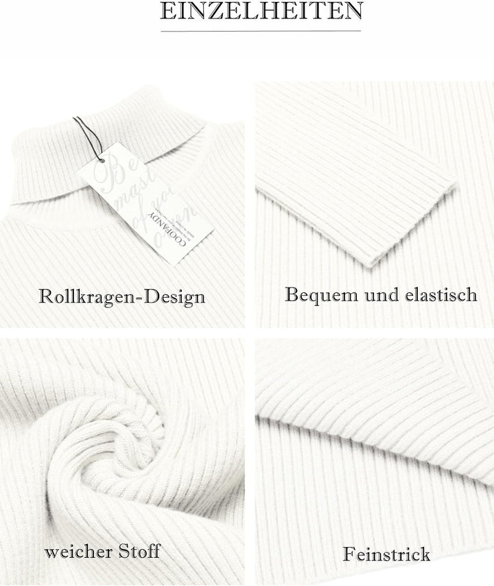 COOFANDY Herren Rollkragen Pullover Langarmshirt Feinstrick Sweater Rollkragen Freizeit Slim fit Bas