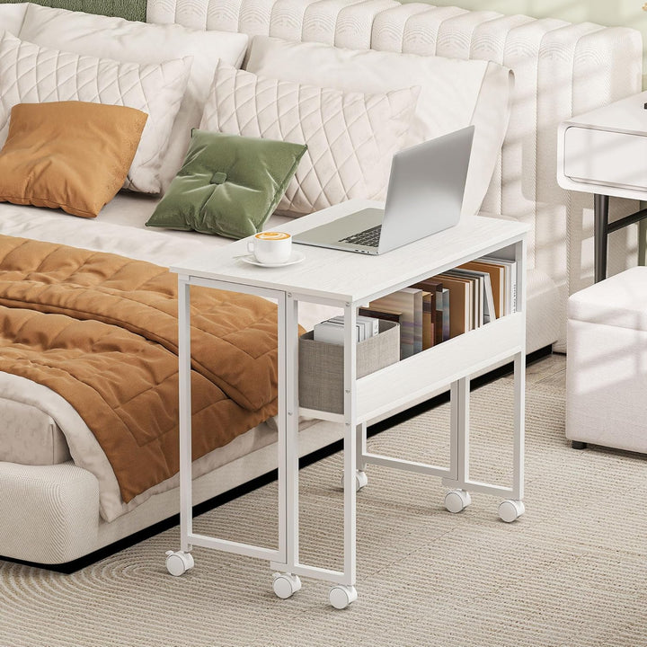 HOMCOM Klapptisch mit Ablagefach und Tasche, 80cm Faltbarer Computertisch für kleine Räume, platzspa