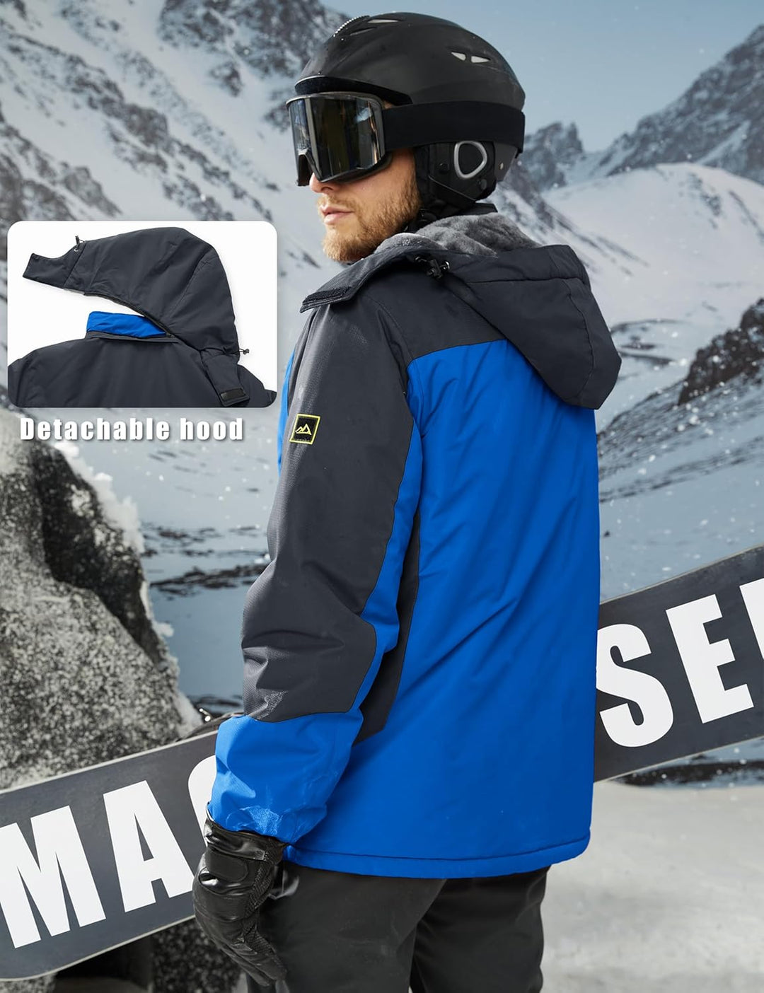 MAGCOMSEN Winterjacke Herren Warm Gefüttert Skijacke Wasserdicht Regenjacke Snowboardjacke Outdoor F