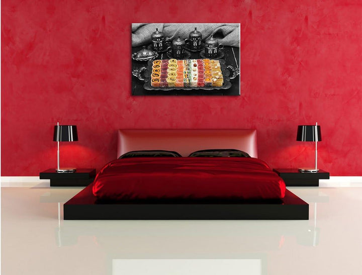 Pixxprint traditionelle türkische Desserts als Leinwandbild/Grösse: 100x70 / Wandbild/Kunstdruck/fer
