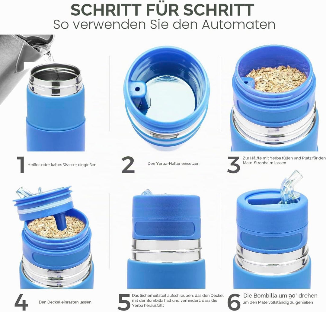 BALIBETOV - Neu - Edelstahl AutoMate - Thermobehälter, Mate Cup und Bombilla in Einem - Sie Müssen N