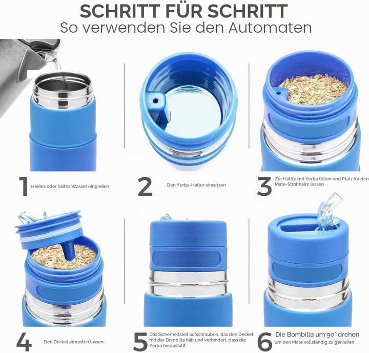 BALIBETOV - Neu - Edelstahl AutoMate - Thermobehälter, Mate Cup und Bombilla in Einem - Sie Müssen N