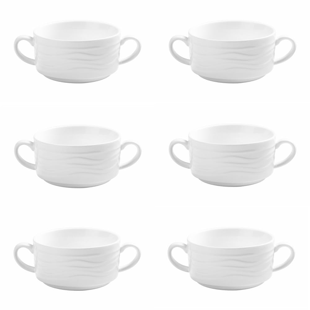 Holst Porzellan MD 125 PACK 6 6-tlg. Pack Porzellan Suppen-Tasse 0,25 l Melody Weiss