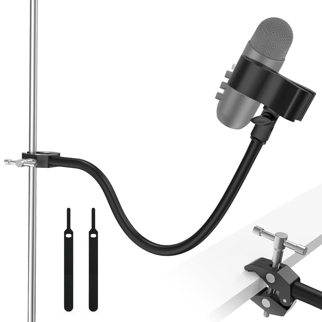 ZealSound Mikrofon Arm, 48cm/19zoll Schwanenhals Arm mit robuster Krabbenklemme für runde Rohre und