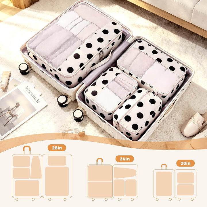 ECOHUB Koffer Organizer 7-teilig mit Stilvollem Designs für Reisen Classic Dot, Classic Dot