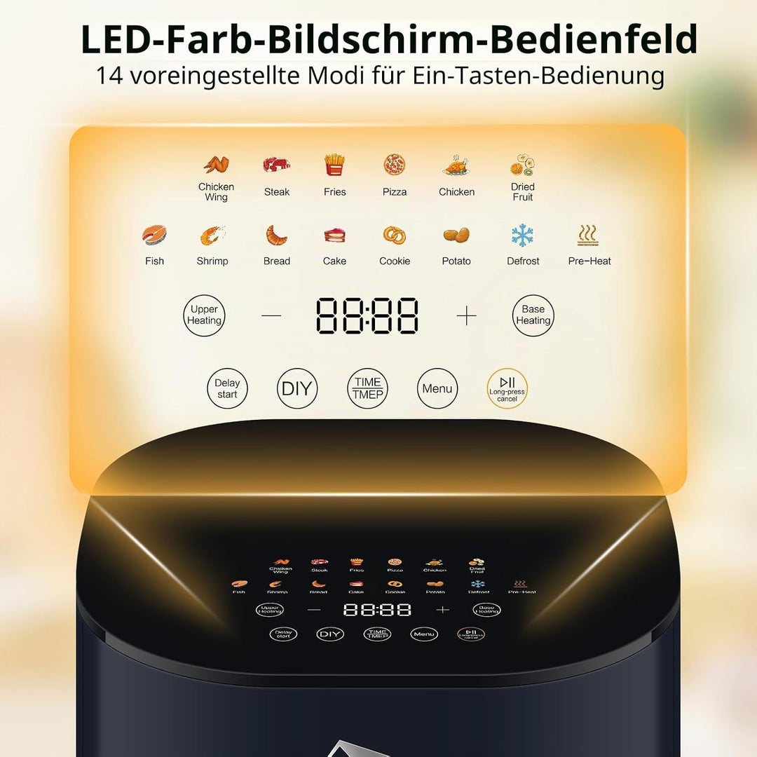 Uten Dual Blaze Heissluftfritteuse 5,5 L mit Sichtfenster, Farbbildschirm, 14 Programme, Verzögerter