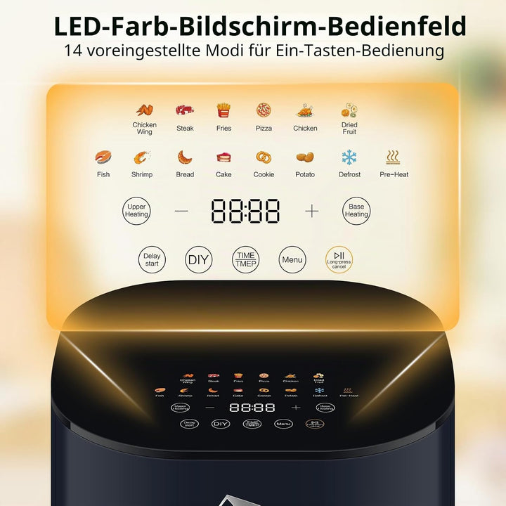 Uten Dual Blaze Heissluftfritteuse 5,5 L mit Sichtfenster, Farbbildschirm, 14 Programme, Verzögerter