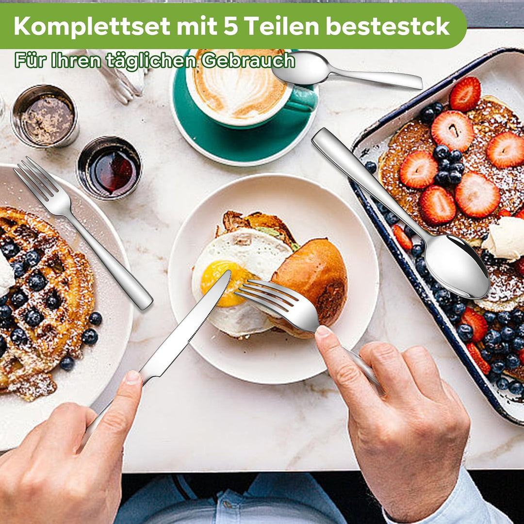 Homikit Besteck Set, 30-teilig Besteckset für 6 Personen, Edelstahl Poliert Essbesteck, Elegantes Be