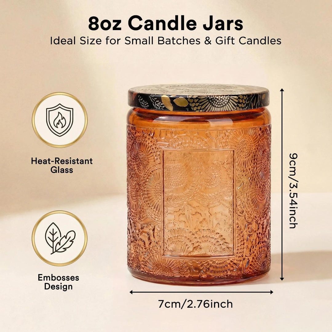 LumaCraft Candle Luxus Relief Kerzengläser zum Kerzen giessen- 12er Pack Leere Glasgefässe mit Luftd