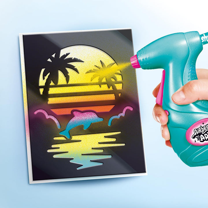 Canal Toys - Airbrush Art - Poster-Set mit elektrischem Airbrush-Sprüher, 5 Stiften, 5 Schablonen un