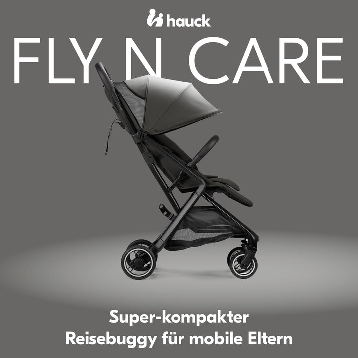hauck All-in-One Reisebuggy Set, Flugzeug Handgepäck, Fly N Care Black | Einhändig klappbar mit Trag