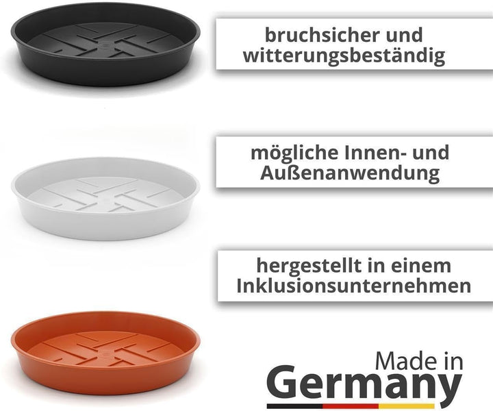 10er-Set Blumentopf-Untersetzer Rund aus Plastik 40 cm Durchmesser, Untertopf für Innen- und Aussenb