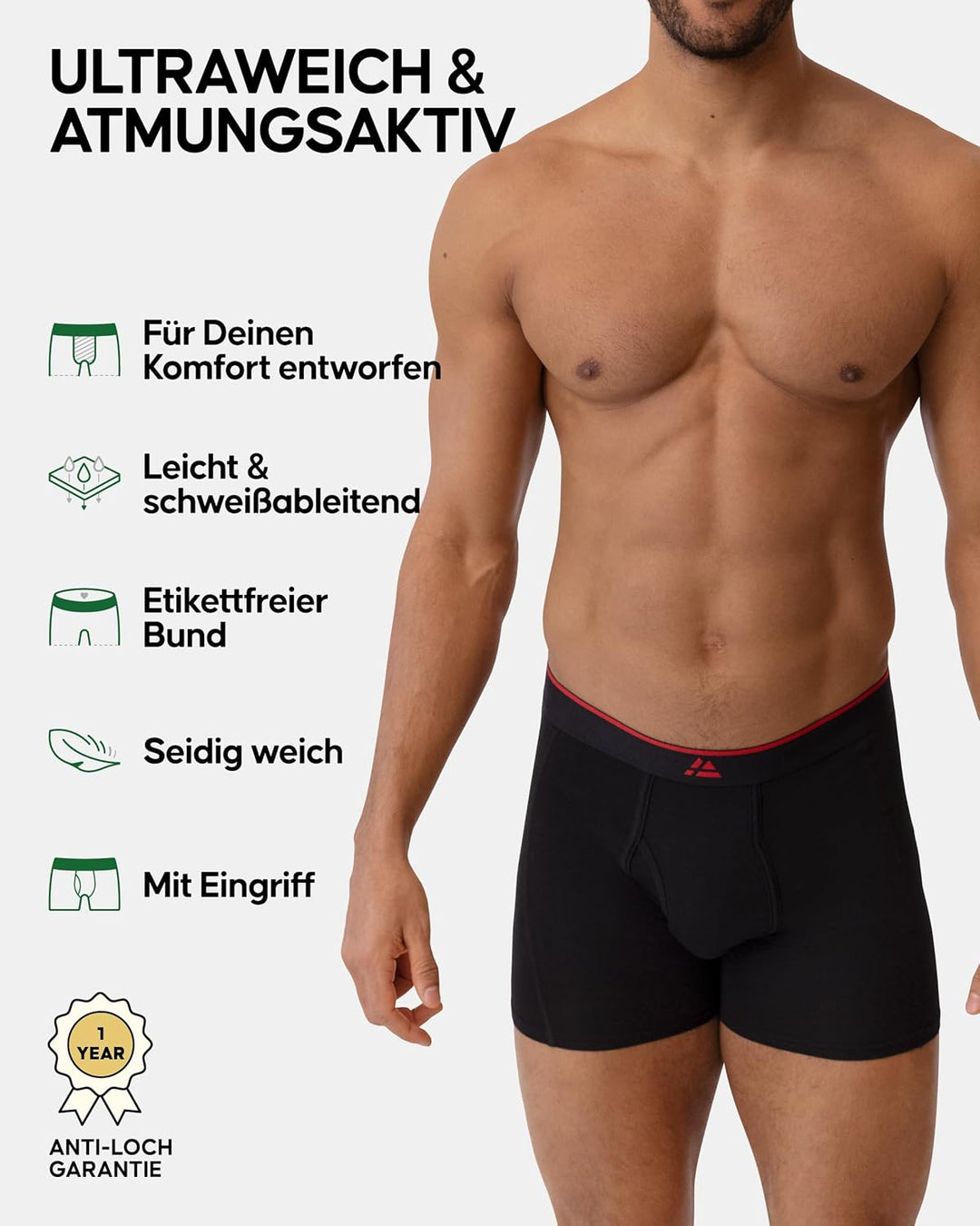 DANISH ENDURANCE 6er Pack Bambus Boxershorts Herren, Superweich & Elastischer Bund, Ohne Zettel, Atm