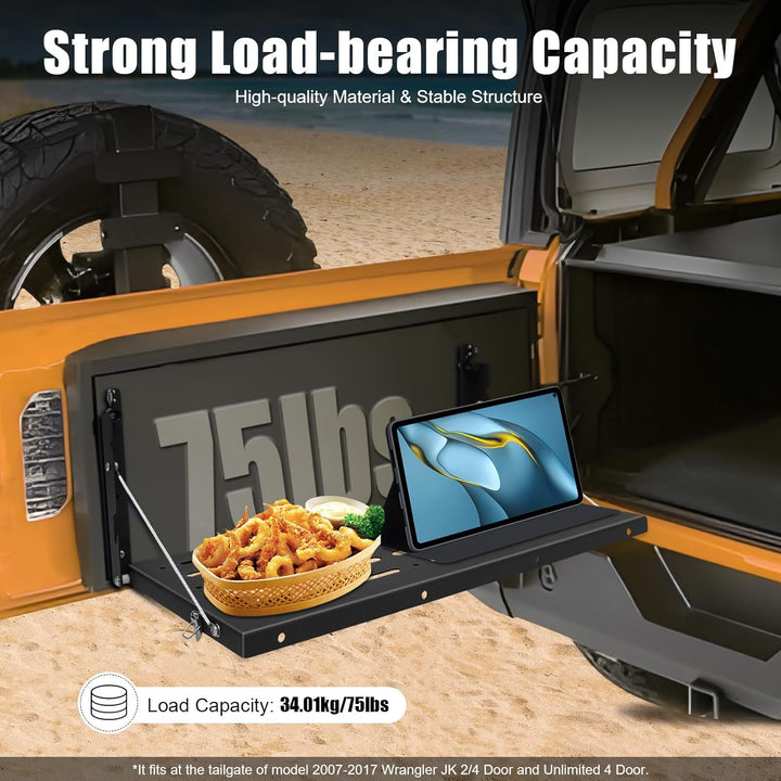 Jeep Wrangler Tailgate Table JK Foldable Dining Table Shelf Stand 60 x 31 cm Heckklappentisch