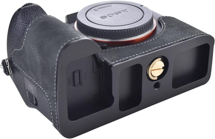 Rieibi Alpha 7 IV Kameratasche Echtleder Halbtasche für Sony a7 IV a7S III A1 Digitalkamera Schutzhü