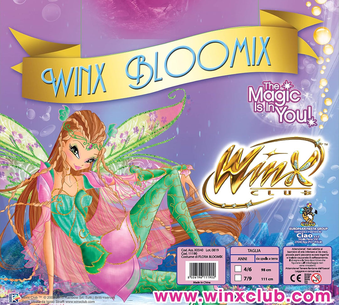 Ciao 11190 - Flora Bloomix Winx Club Kostüm, 4-6 Jahre 4-6 Jahre Flora, 4-6 Jahre Flora
