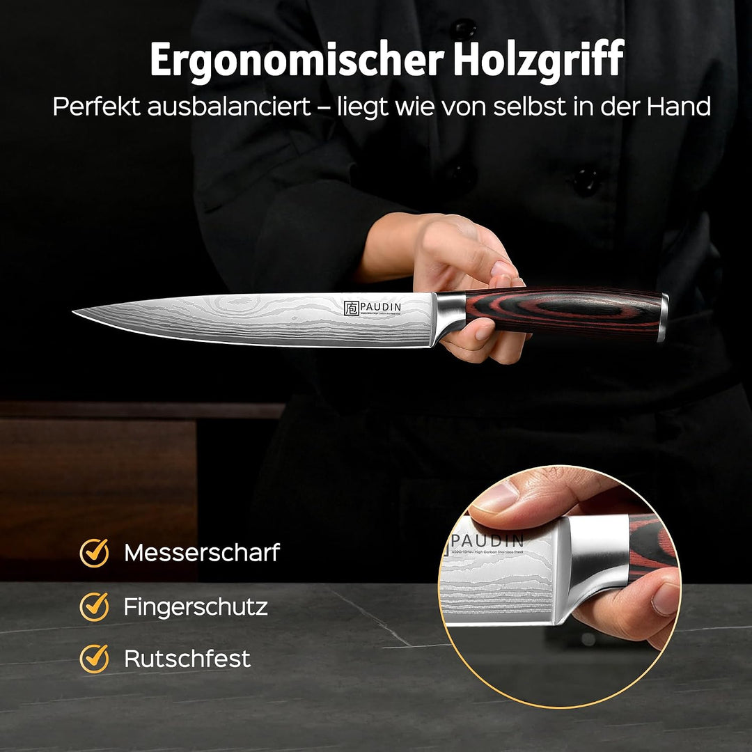 PAUDIN Fleischmesser Kochmesser, Klingenlänge 20 cm Küchenmesser Messer Chefmesser Allzweckmesser, U