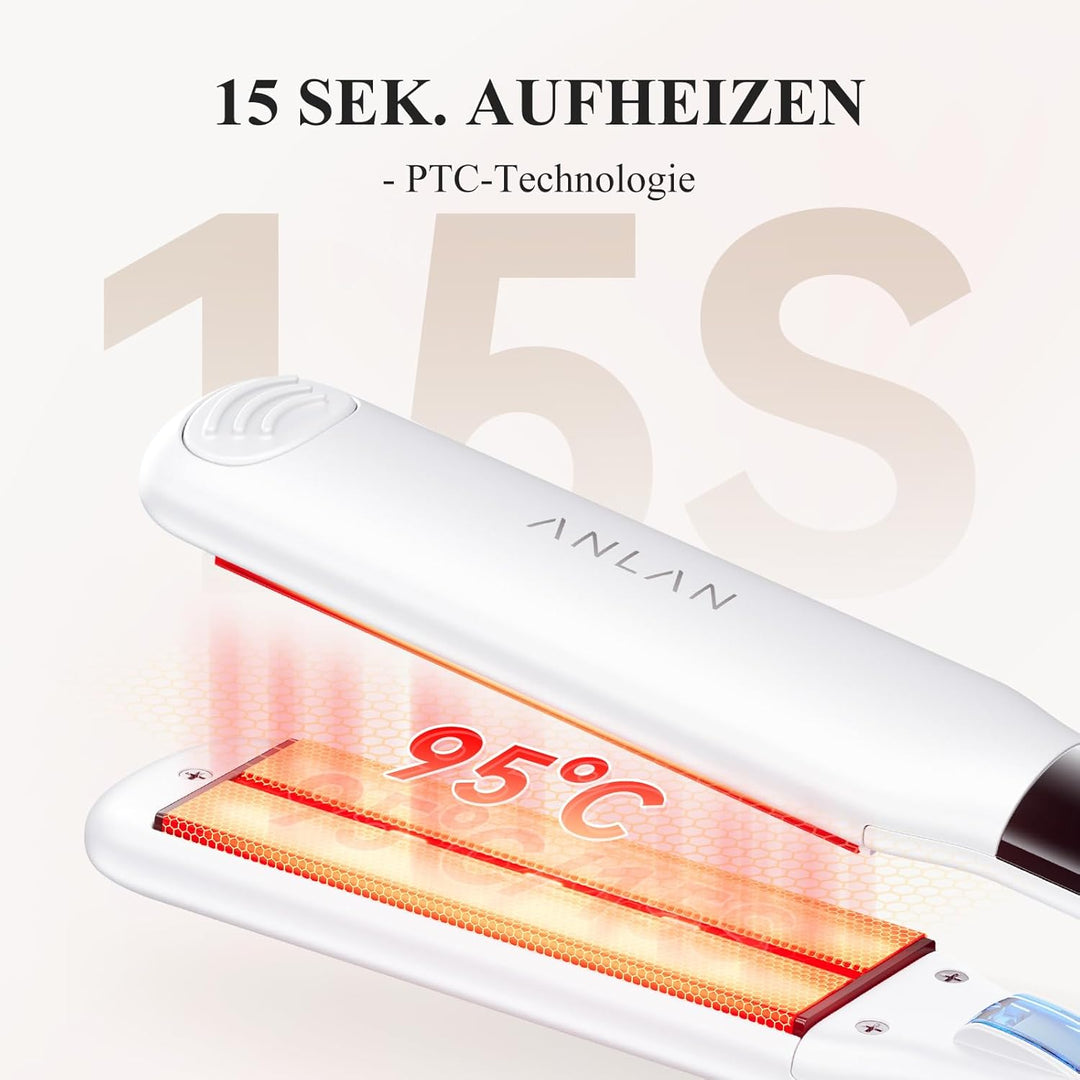 ANLAN Glätteisen und lockenstab 2 in 1, Professionelles Ionen glätteisen, Anti-Statisch, Rotlicht&In