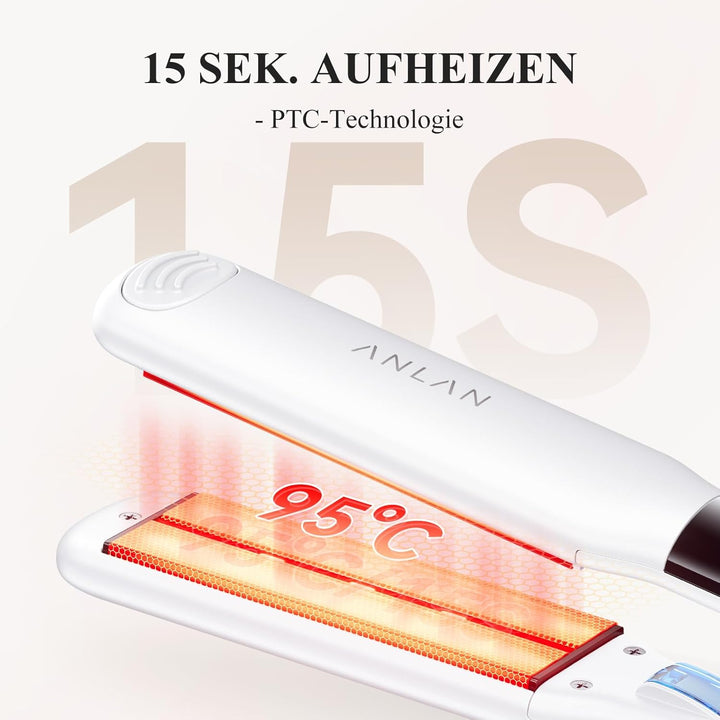 ANLAN Glätteisen und lockenstab 2 in 1, Professionelles Ionen glätteisen, Anti-Statisch, Rotlicht&In