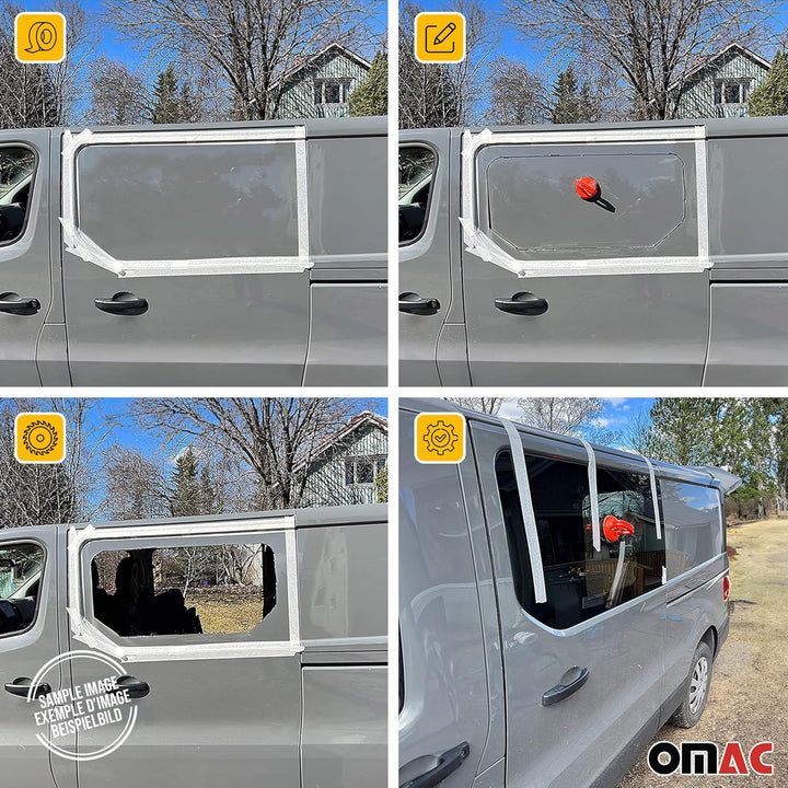 Seitenfenster Schiebefenster kompatibel mit Ford Transit Custom 2013-2023 L1 L2 Auto Rechts Schwarz,